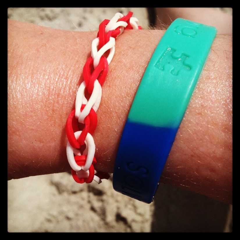 This is what happens when a pack of cute kids asks you to buy one of their bracelets they made.  I couldn't say no!